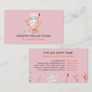 Makeup Eyelash Seller Pink Style Orange Business Card