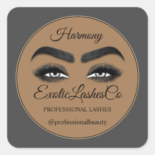 Makeup Eyelash SPA Cleaner Thank Packaging Brown Square Sticker