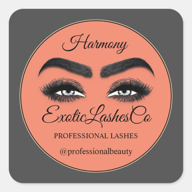 Makeup Eyelash SPA Cleaner Thank Packaging Simply Square Sticker (Front)