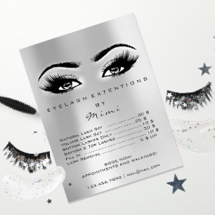 Makeup Eyes Lashes Extension Price List Grey Poster