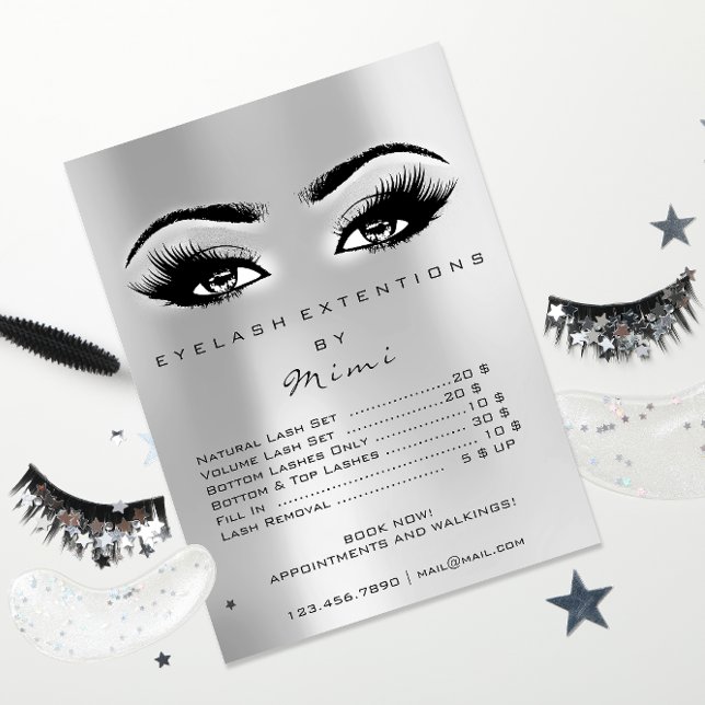 Makeup Eyes Lashes Extension Price List Grey Poster (Creator Uploaded)