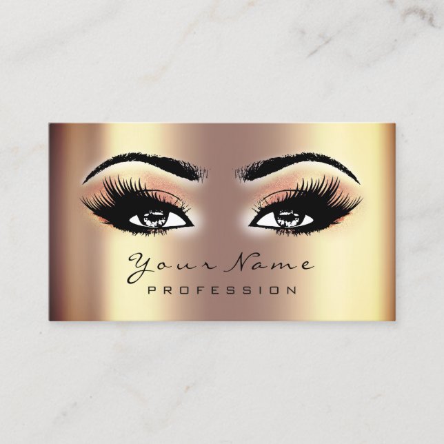 Makeup Eyes Lashes Gold Coral Appointment Card (Front)