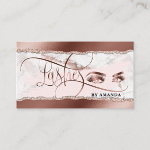 Makeup Eyes Lashes Rose Gold Marble Torn paper Business Card