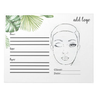 MAKEUP FACE CHART SIMPLE BASIC PALMS LEAVES LEAF NOTEPAD