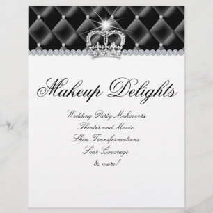 Makeup Flyer Hair Salon Satin Diamonds Black White