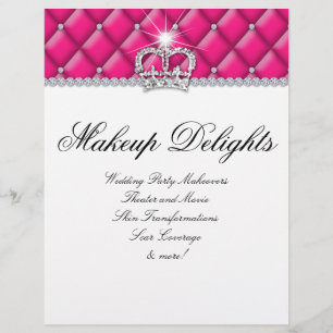Makeup Flyer Hair Salon Satin Diamonds Pink White
