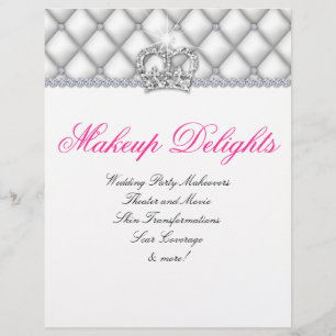 Makeup Flyer Hair Salon Satin Diamonds White