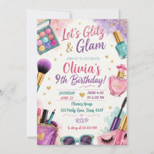Makeup girl Beauty Glam Birthday  Invitation