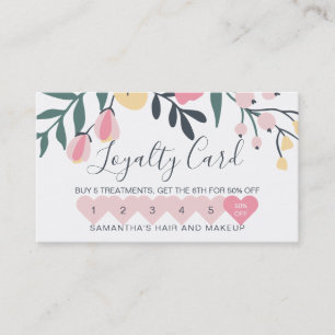 Makeup girly elegant typography pastel floral loyalty card