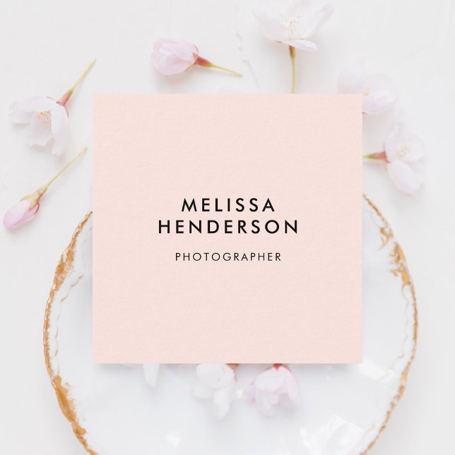 Makeup Girly Minimal Blush Pink QR Code Square Business Card (Creator Uploaded)