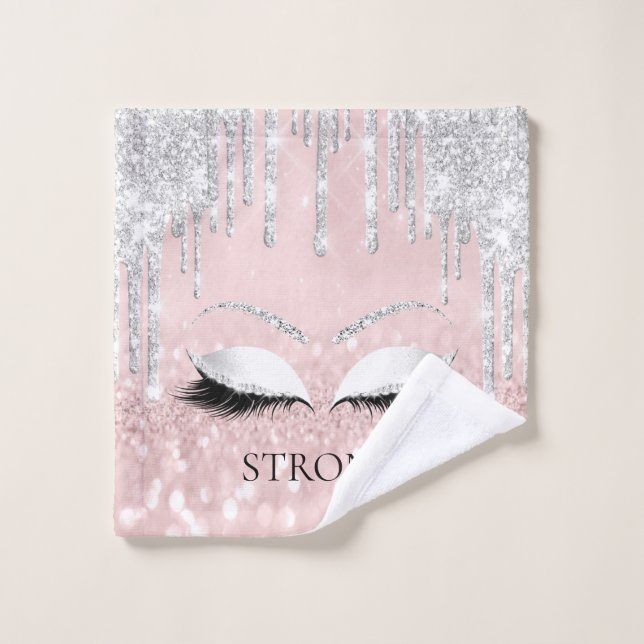 Makeup Glitter Eyes Drips Silver Pink Blush  Name Wash Cloth (Wash Cloth)