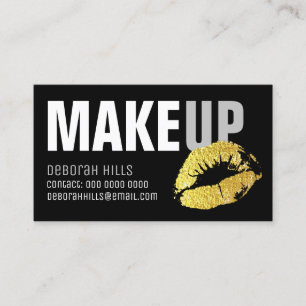 makeup gold lips contact-card / make-up artist calling card