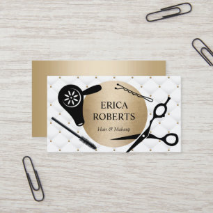 Makeup & Hair Beauty Salon Elegant Gold Circle Business Card