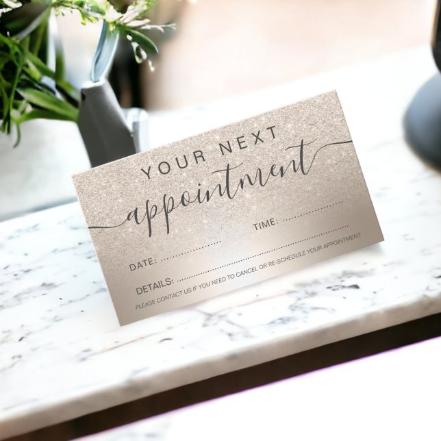 Makeup hair chic gold glitter ombre metallic foil appointment card (Makeup hair chic gold glitter ombre metallic foil appointment card)