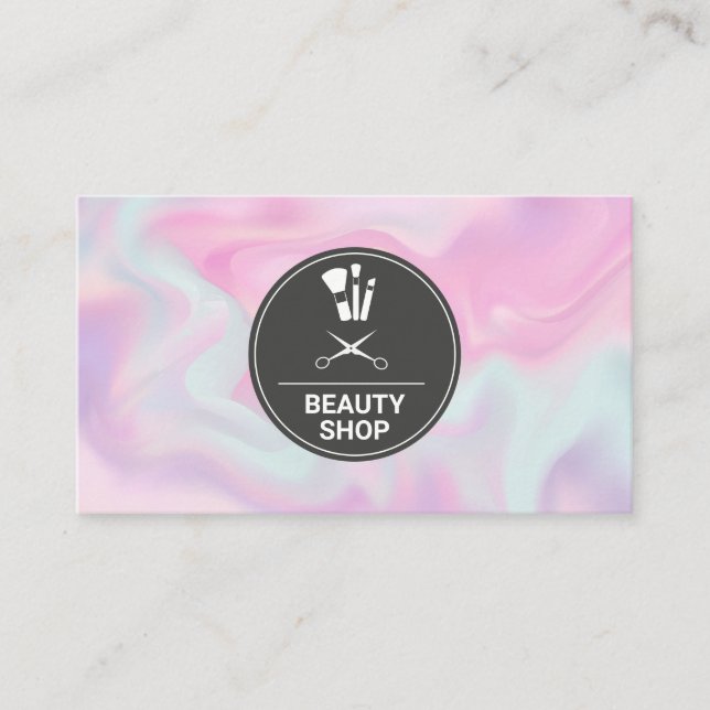 Makeup Hair Kit | Pastel Gradient Liquid Business Card (Front)