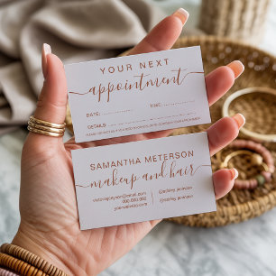 Makeup hair minimalist beige terracotta simple appointment card