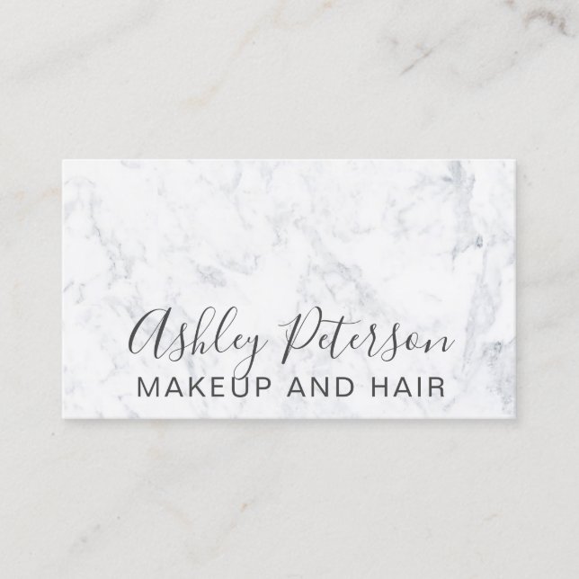 Makeup hair modern trendy chic elegant marble business card (Front)