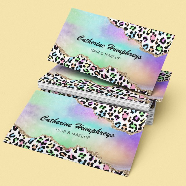 Makeup & Hair Salon Leopard Print Business Card (Creator Uploaded)