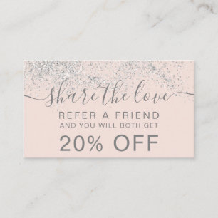 Makeup hair silver glitter blush share the love referral card