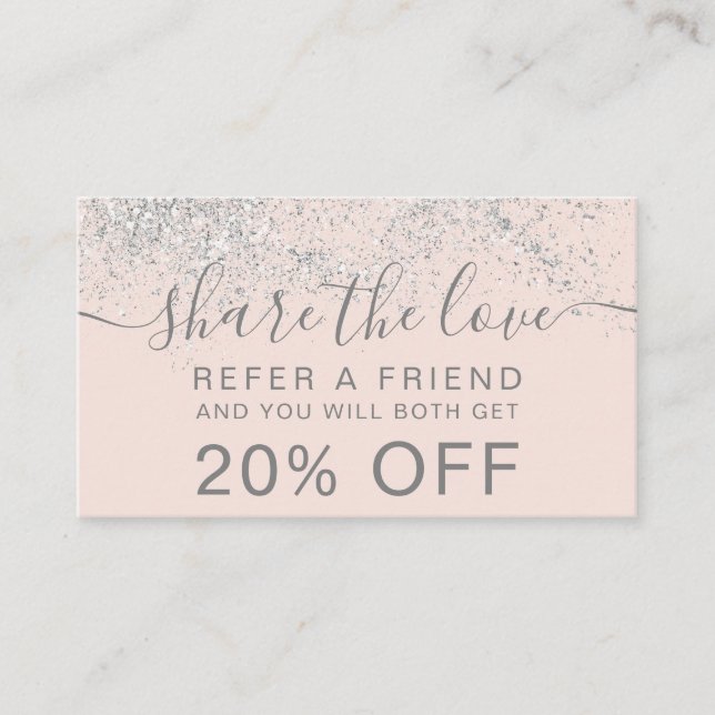 Makeup hair silver glitter blush share the love referral card (Front)