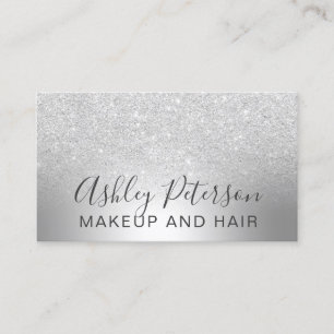 Makeup hair silver glitter ombre metallic foil business card