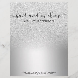 Makeup hair silver glitter ombre metallic foil custom letterhead