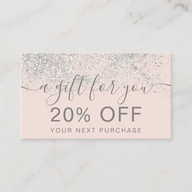 Makeup hair silver glitter pastel blush gift discount card (Front)