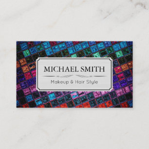 Makeup Hair Style Modern Mosaic Leather #6 Business Card