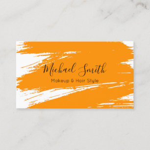Makeup Hair Style Modern Orange Brush Stroke #3 Business Card
