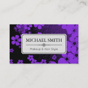 Makeup Hair Style Modern Retro Floral Pattern #10 Business Card