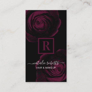 Makeup & Hair Stylist Burgundy Red Floral Salon Business Card