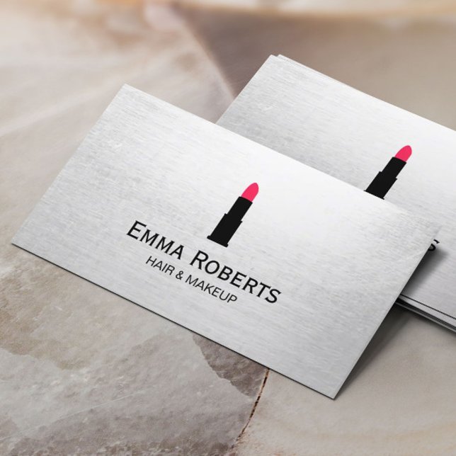 Makeup & Hair Stylist Lipstick Elegant Minimalist Business Card (Creator Uploaded)