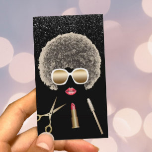 Makeup & Hair Stylist Modern Afro Beauty Salon Business Card