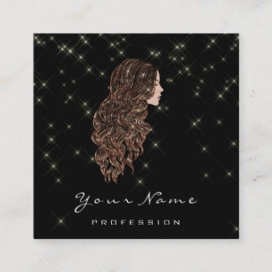 Makeup Hairdresser Lashes Mermaid Square Black Business Card