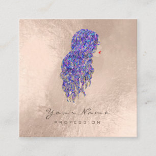 Makeup Hairdresser Lashes Mermaid Square Pearly Business Card