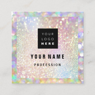 Makeup Holograph Unique Glitter Eyeash Logo Square Business Card