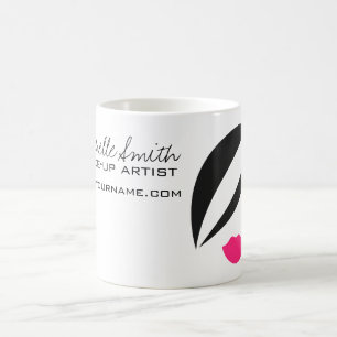 Makeup Icon Woman face in black white pink lips Coffee Mug