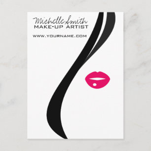 Makeup Icon Woman face in black white pink lips Postcard