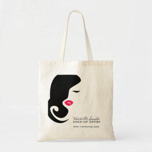 Makeup Icon Woman face in black white pink lips Tote Bag
