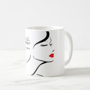 Makeup Icon Woman face in black white red lips Coffee Mug