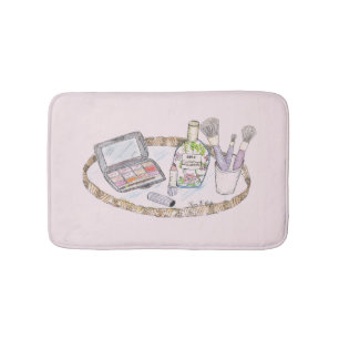 Makeup Illustration Antique Makeup Tray Fashion Bath Mat