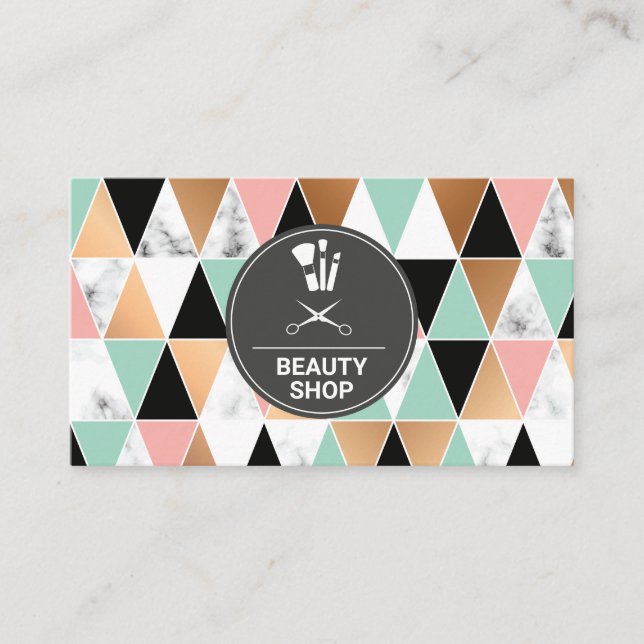 Makeup Kit | Triangle Pattern Marble Colour Way Business Card (Front)