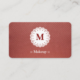 Makeup Lace Monogram Maroon Business Card