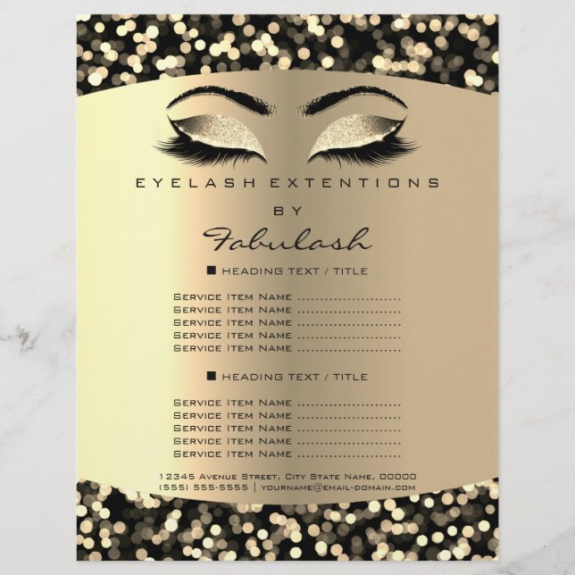 Makeup Lash Beauty Confetti Sepia Flyer Price List (Front)