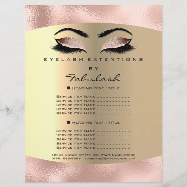 Makeup Lash Beauty Metallic Pink Flyer Price List (Front)
