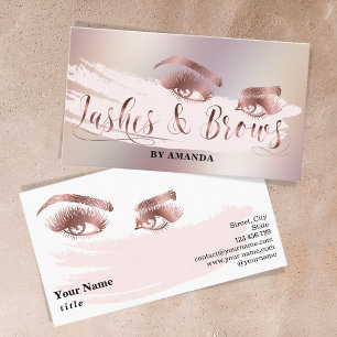 Makeup Lash Eyebrow Eyes Lashes Brows Rose Gold Business Card