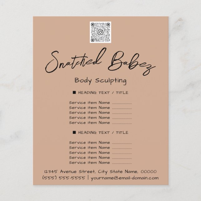 Makeup Lashes Beauty Hair Salon QR LOGO Blush Flyer (Front)