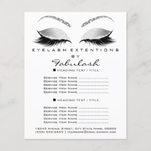 Makeup Lashes Beauty Salon Glitter Flyer Grey Glam