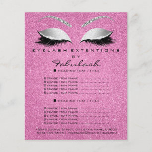 Makeup Lashes Beauty Salon Glitter Flyer Grey Pink