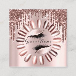 Makeup Lashes Glitter Rose Nails  Manicure Skinny Square Business Card